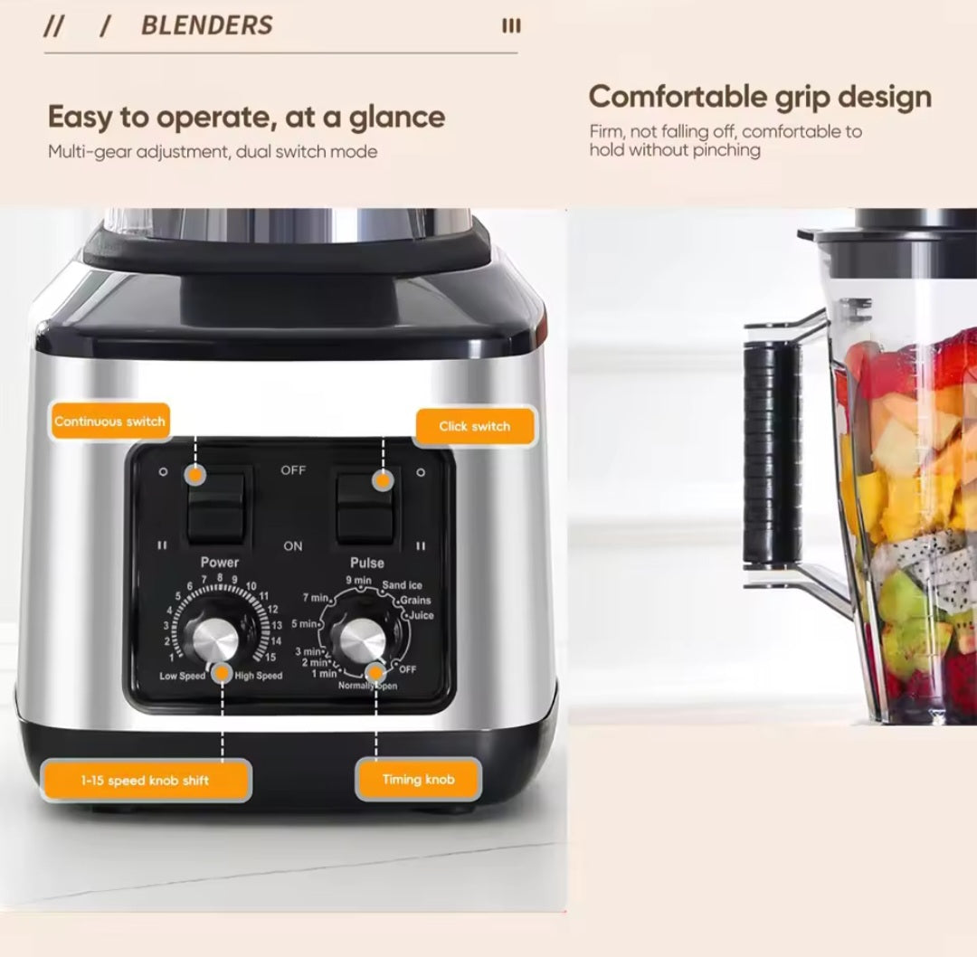 Licuadora eléctrica 3 en 1, exprimidor mixto multifuncional de combustible de 9500W, batidora, contenedor de 3L, 1,5l y 0,5l, procesador de alimentos boxer