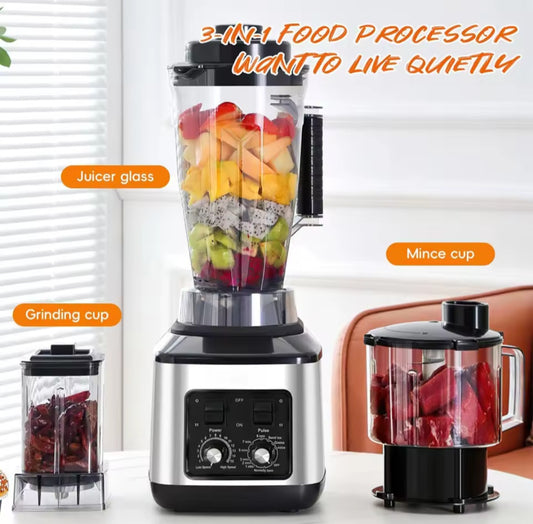 Licuadora eléctrica 3 en 1, exprimidor mixto multifuncional de combustible de 9500W, batidora, contenedor de 3L, 1,5l y 0,5l, procesador de alimentos boxer