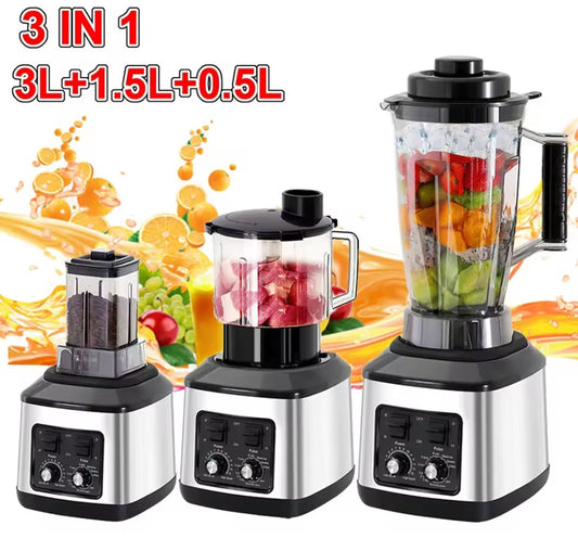 Licuadora eléctrica 3 en 1, exprimidor mixto multifuncional de combustible de 9500W, batidora, contenedor de 3L, 1,5l y 0,5l, procesador de alimentos boxer